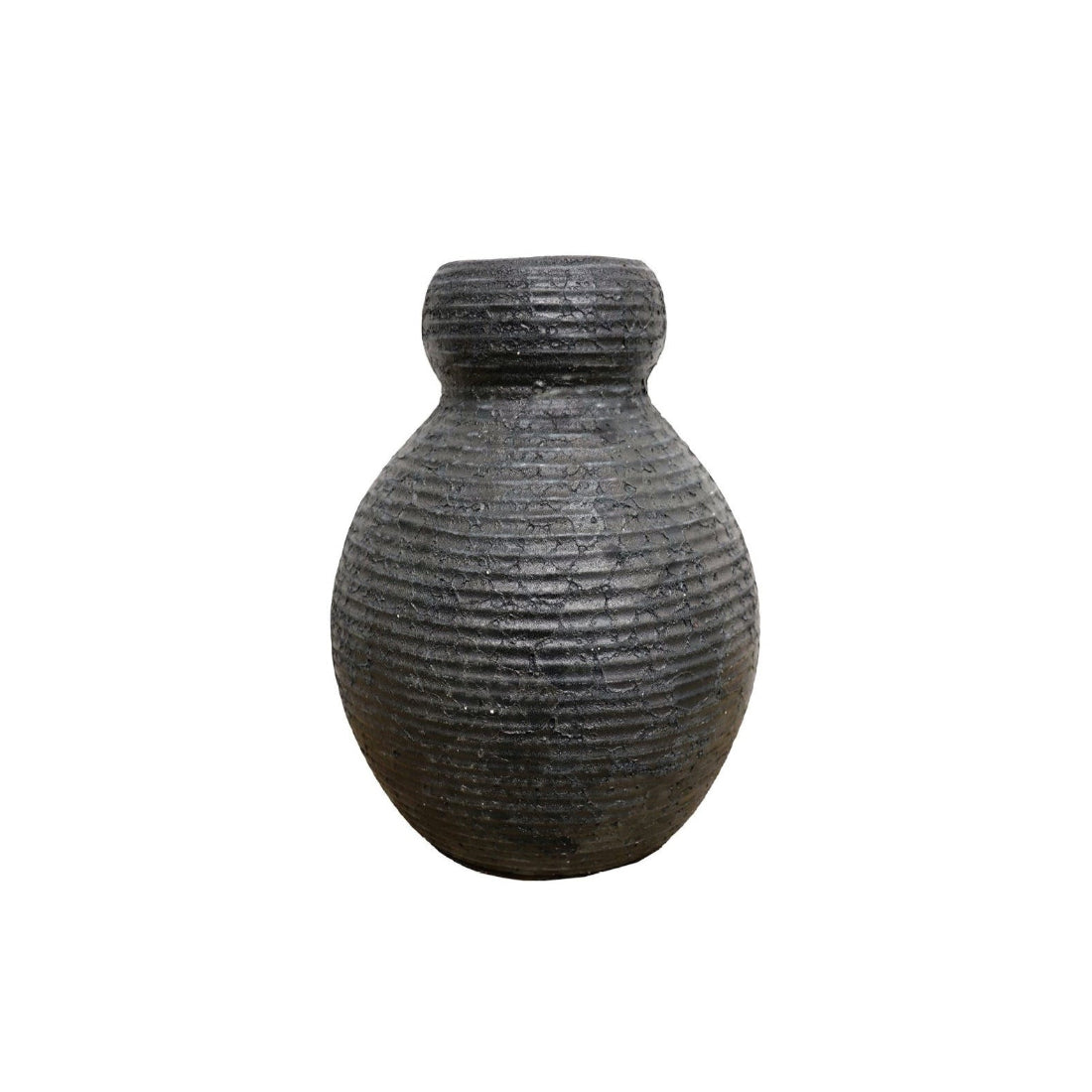 Earthenware Waisted Vessel | Aged Black