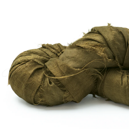 Sari Silk Ribbon | Antique Moss