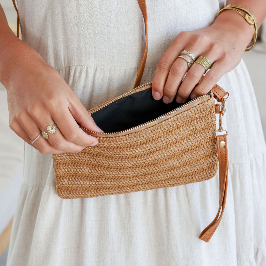 Woven Pouch Bag - Tan