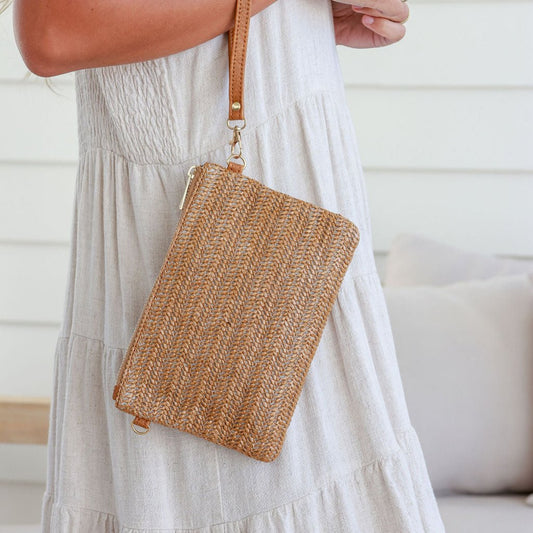 Woven Pouch Bag - Tan