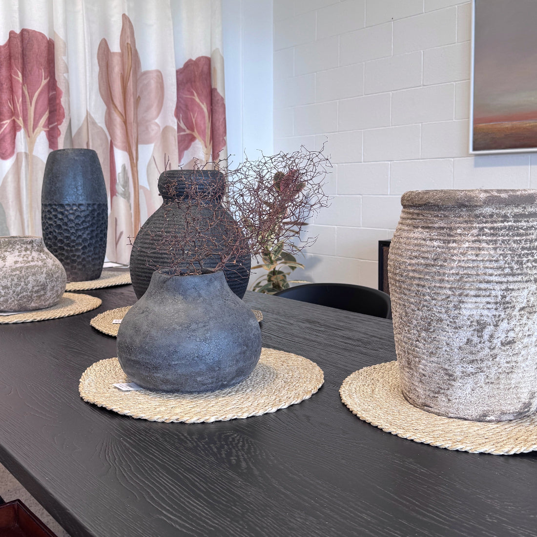 Earthenware Waisted Vessel | Aged Black