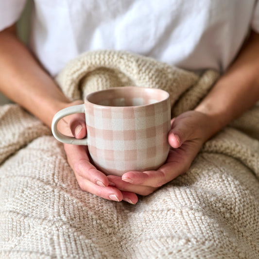 Cat's Pyjamas Mug | Soft Terracotta Check
