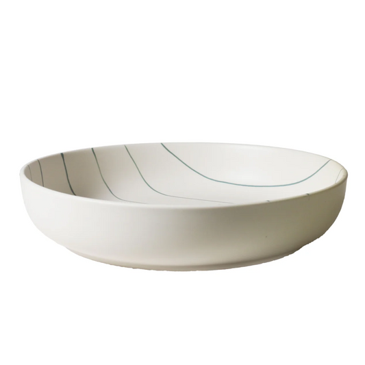 Coastal Junction Salad Bowl | Cream with Green stripe