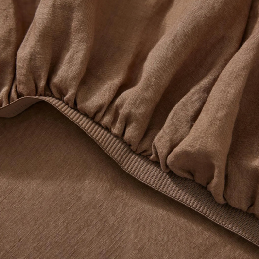 Ravello Linen Queen Fitted Sheet | Biscuit