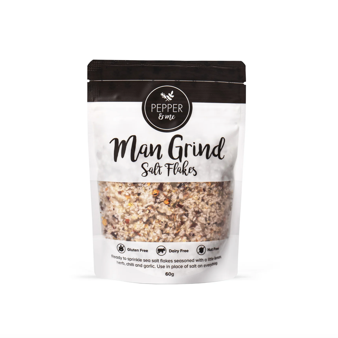 Man Grind Salt Flakes
