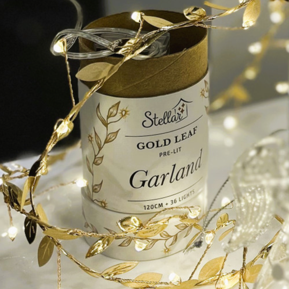 Seed Lights Gold Leaf Garland (Battery) | 1.2m