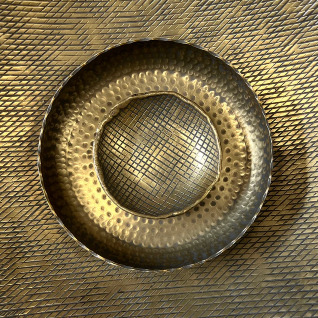 Ankara Hammered Low Bowl | Vintage Brass