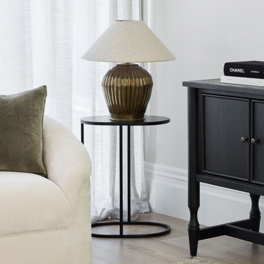 Oval Couch Side Table | Black