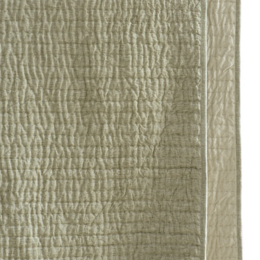 Misaka Queen Bedspread | Light Moss