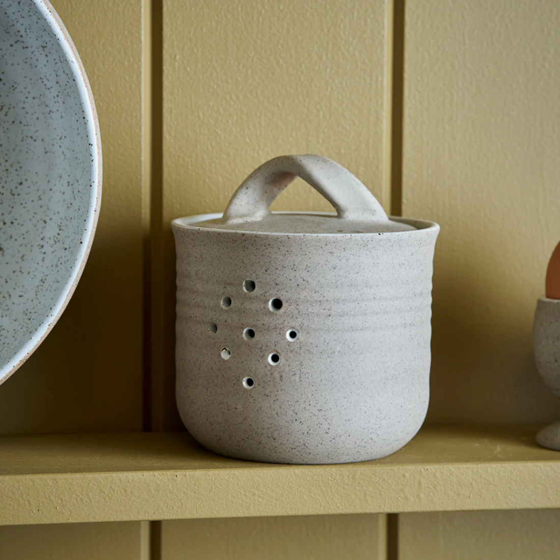 Stoneware Garlic Canister