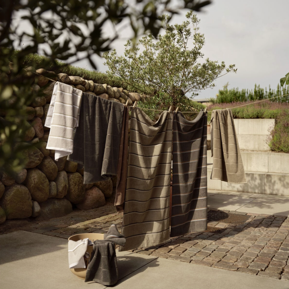 Sauna Hand Towel | White/Soft Grey/Eucalyptus