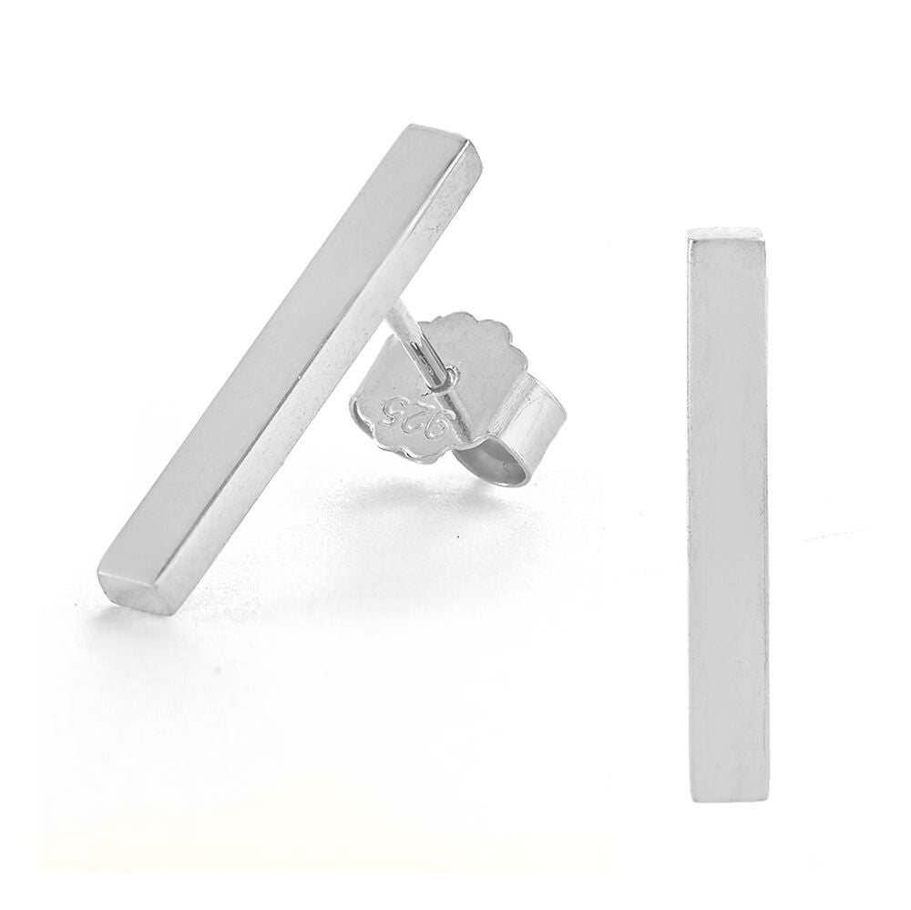 Mini Bar Earrings | Silver