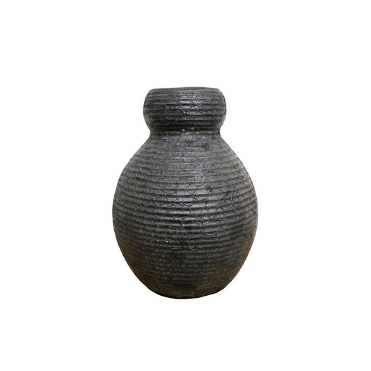 Earthenware Waisted Vessel | Aged Black