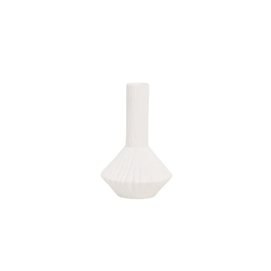 Pleated Bud Vase - White