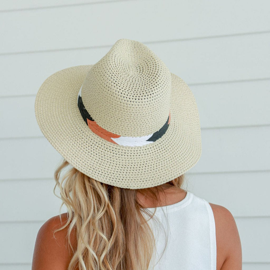 Panama Hat - Natural with Black & Apricot