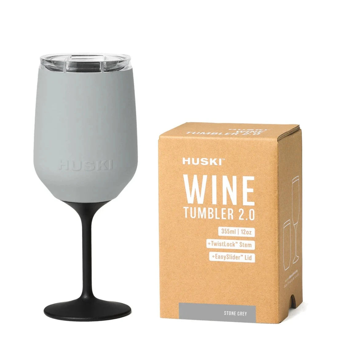 Huski Stemmed Wine Tumbler 2.0 Stone Grey