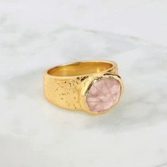 Daniella Rose Quartz Ring - Gold 8