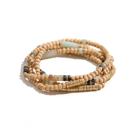 Dusky & Gold Wooden Bracelet/Necklace