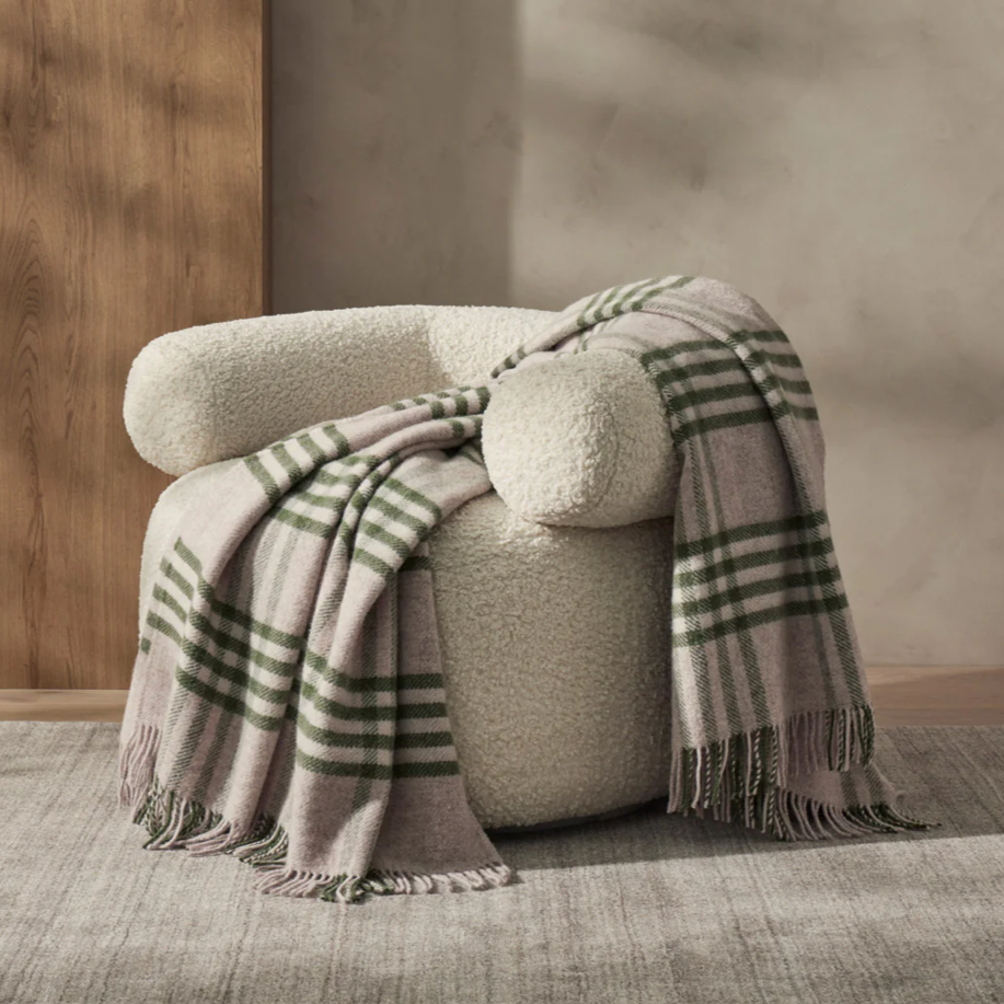 Moncrief Wool Throw | Olive Plaid