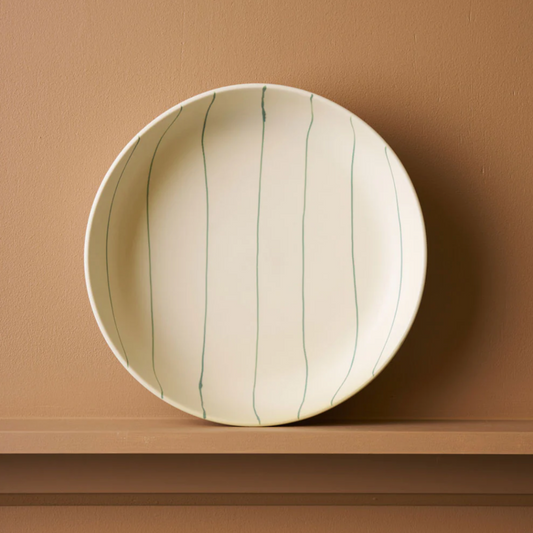 Coastal Junction Salad Bowl | Cream with Green stripe