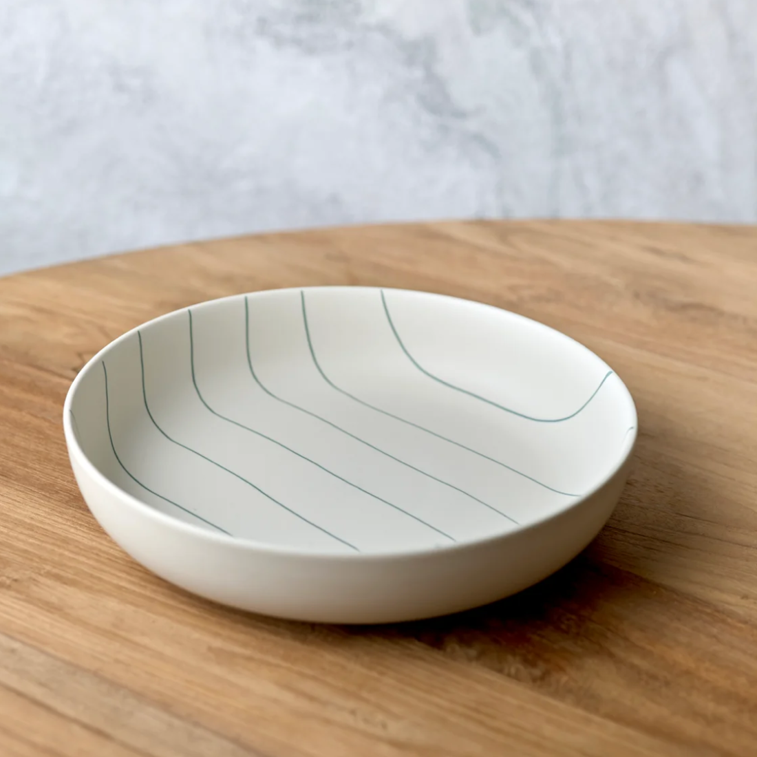 Coastal Junction Salad Bowl | Cream with Green stripe