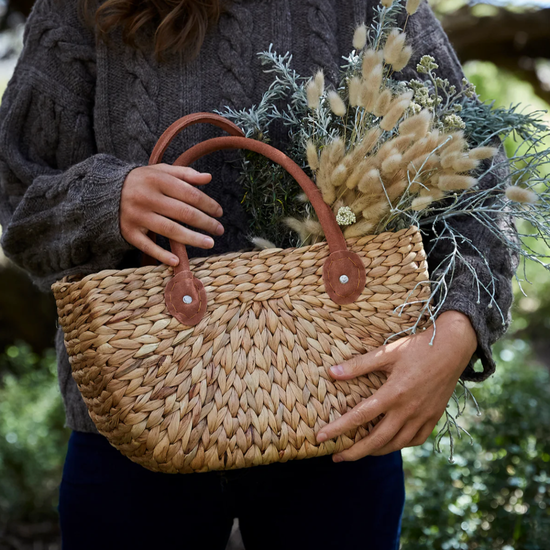 Harvest Basket | Suede Handle - LG