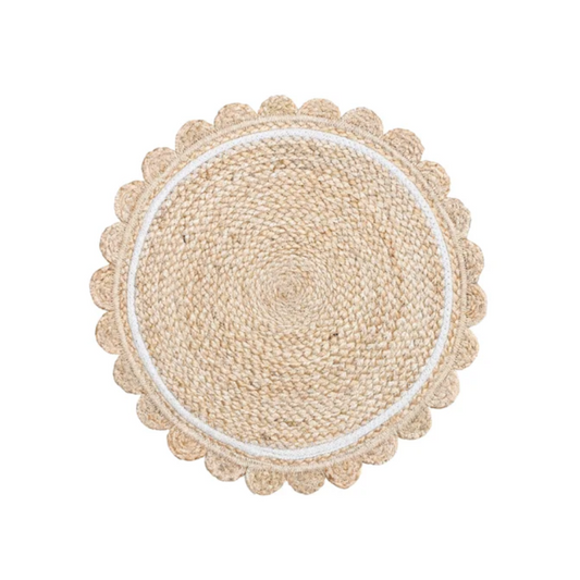 Placemat | Scalloped Natural w/White