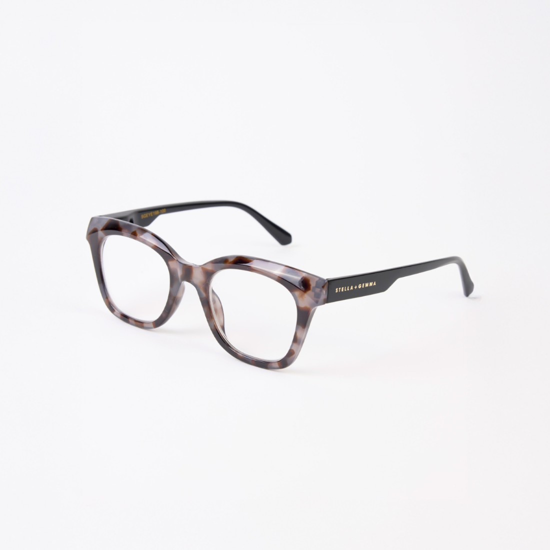 Glasses with tortoiseshell frame on a white background