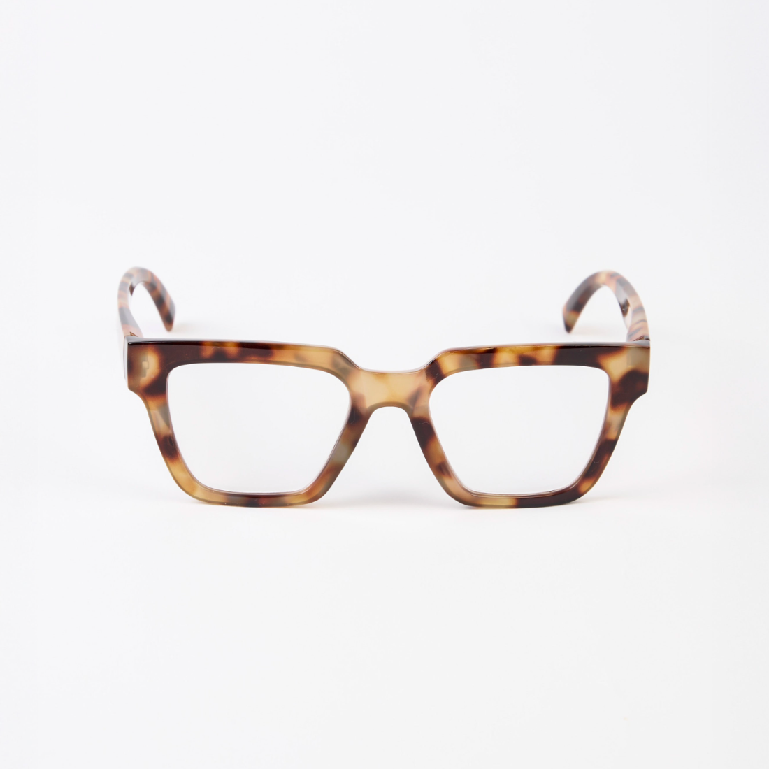 Tortoiseshell glasses on a white background