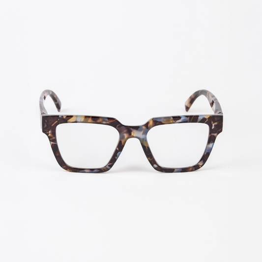 Tortoiseshell cat-eye glasses on a white background
