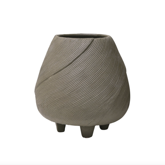 Gray textured vase on a white background
