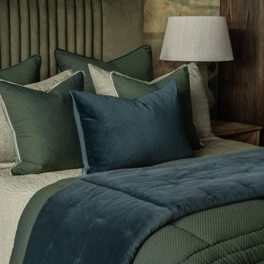 Misaka Queen Bedspread | Light Moss
