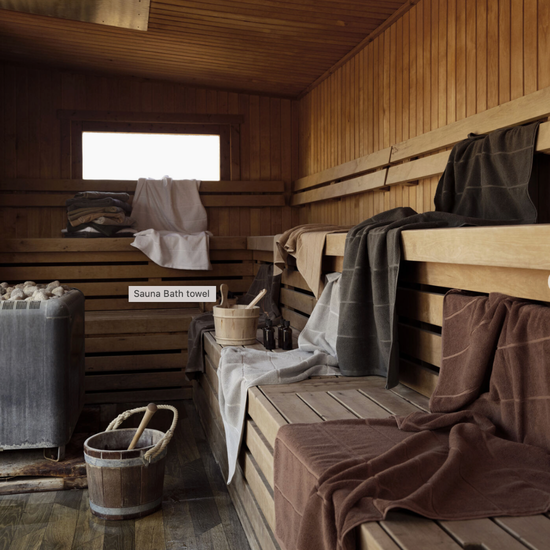 Sauna Towel | Soft Grey/Eucalyptus/Terracotta