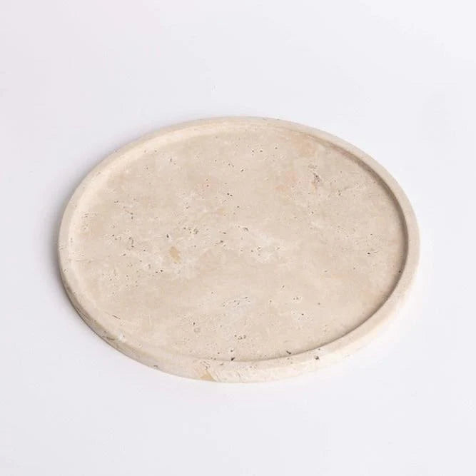 Round Moon Tray - Light Travertine