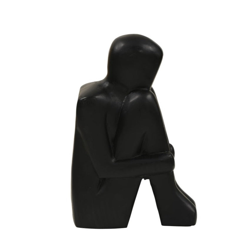 Wooden Sitting Figure Black