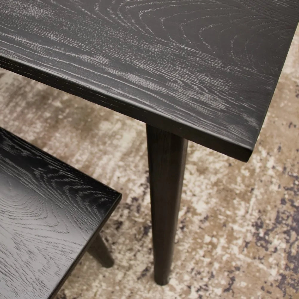 Vassa Oak Dining Table - Matte Black