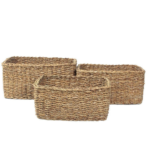 Briar Seagrass Rectangle Basket Large