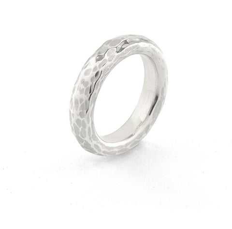 Ede & Addison Hammered Stacker Ring Silver 8.5 (Q)