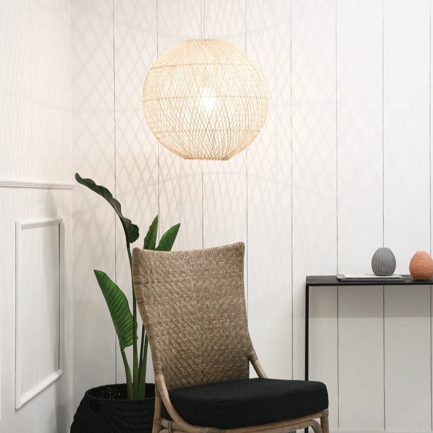 Round Palm Leaf Lampshade - Natural