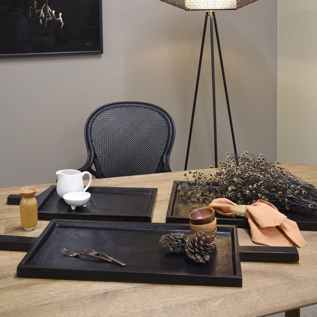 Ebonised Single Handled Serving Board